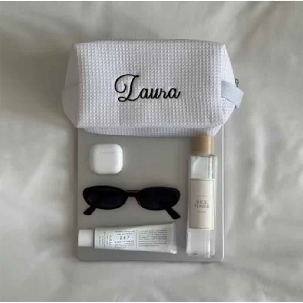 Beauty Makeup School - Bolsa de Maquiagem de Algodão Waffle
