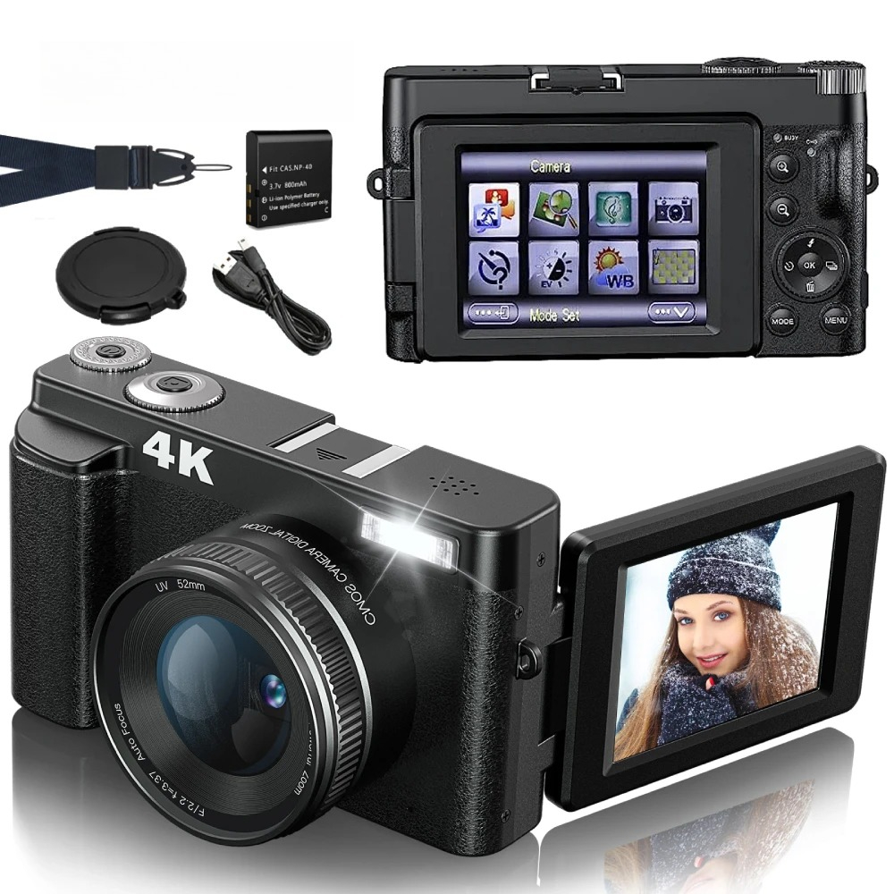 Beauty Makeup Camera - Câmera Compacta para Vlogging 4K 48MP,