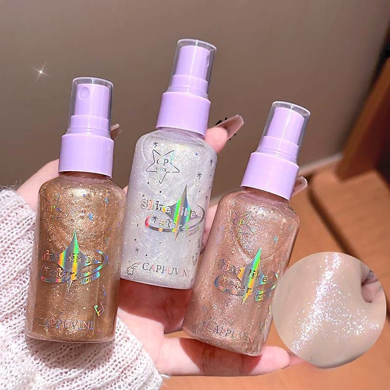 Beauty Makeup Looks - Spray Corporal com Glitter Diamante, Acabamento
