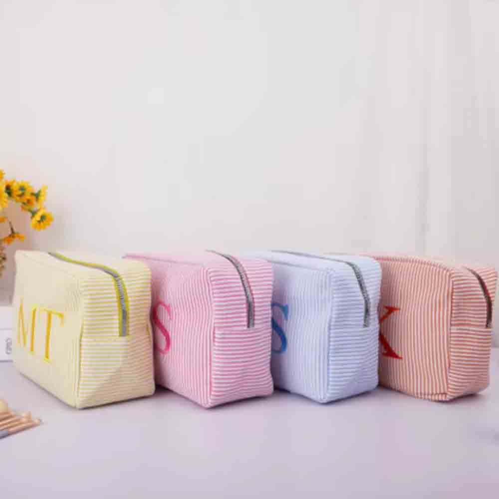 Bolsa de maquiagem listrada co - Beauty Makeup School avaliação e preço